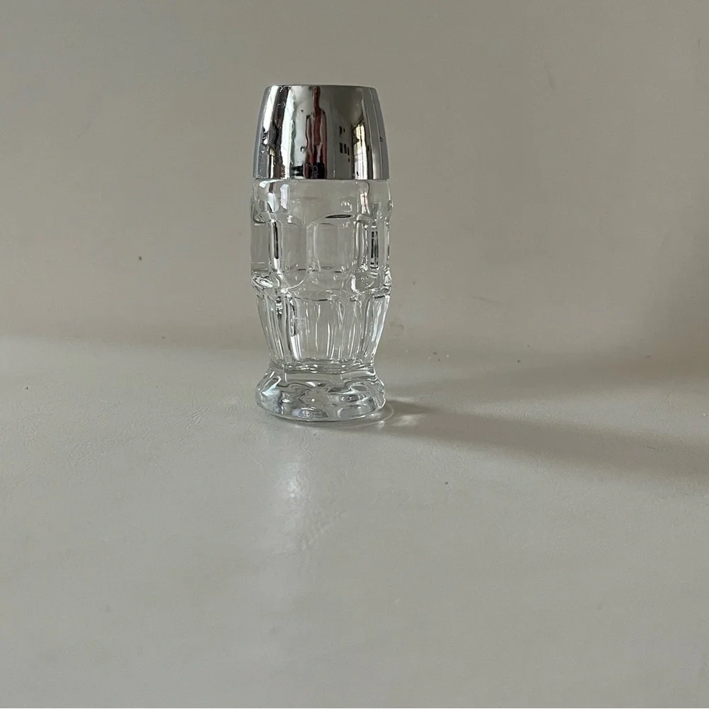 Elegant Silver and Clear Glass Salt Shaker